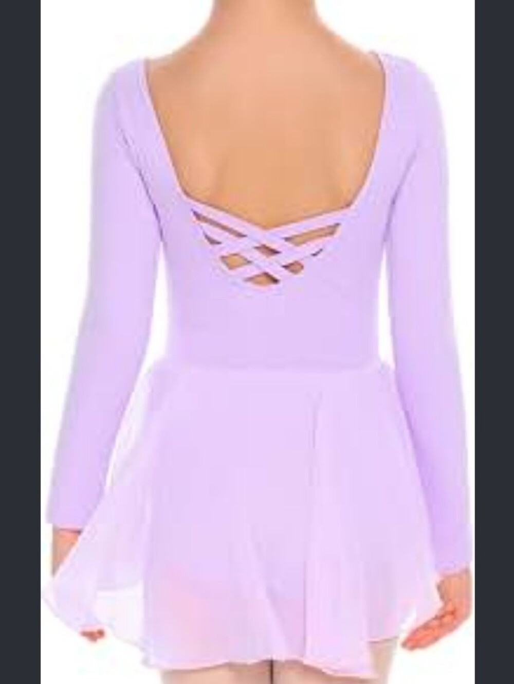 Girls' Lavender Long-Sleeve Ballet Dress with Crisscross Back